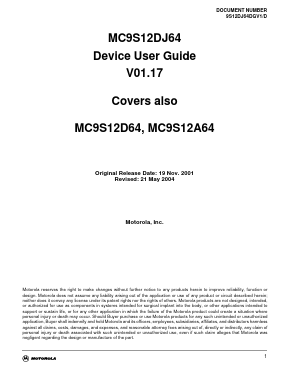 S12MEBIV3D Datasheet PDF Motorola => Freescale