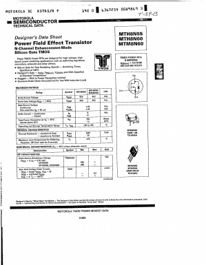 MTH8N60 Datasheet PDF Motorola => Freescale