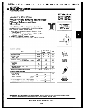 MTM12P10 Datasheet PDF Motorola => Freescale