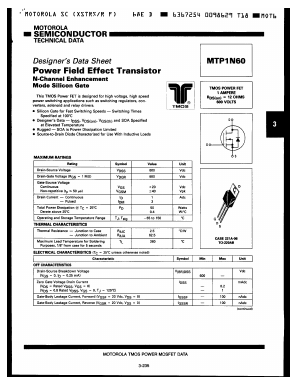 MTP1N60 Datasheet PDF Motorola => Freescale