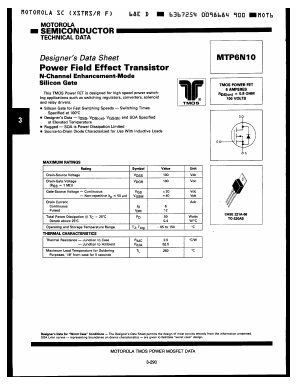 MTP6N10 Datasheet PDF Motorola => Freescale