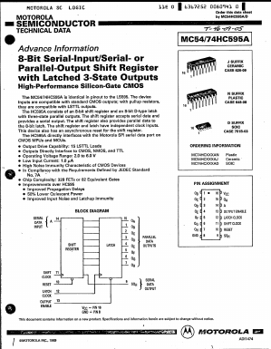 MC54HC595AJ Datasheet PDF Motorola => Freescale