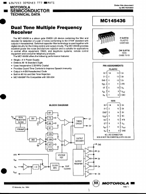 MC145436DW Datasheet PDF Motorola => Freescale