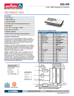 ADS-B939 Datasheet PDF Murata Power Solutions
