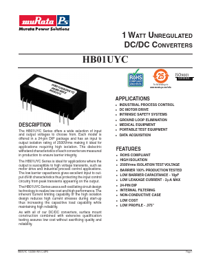 HB01UYC Datasheet PDF Murata Power Solutions