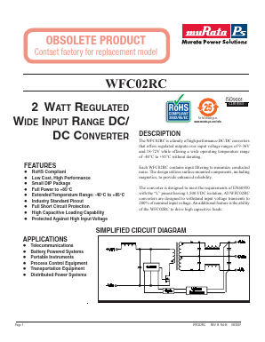 WFC02R24S05LC Datasheet PDF Murata Power Solutions