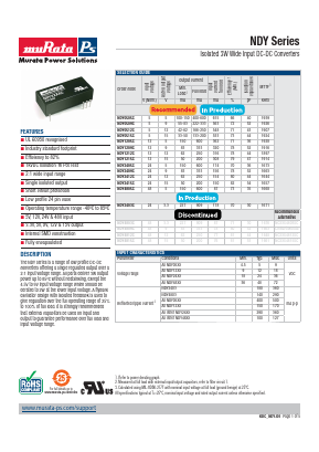 NDY0505C Datasheet PDF Murata Power Solutions