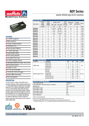NDY0505C Datasheet PDF Murata Power Solutions