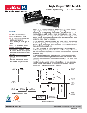 TWR-3.3/4-15/250-D12-C Datasheet PDF Murata Power Solutions