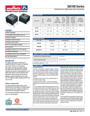 DA101MC-R Datasheet PDF Murata Power Solutions
