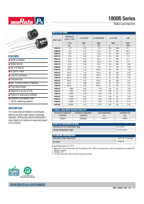 1800R Datasheet PDF Murata Power Solutions
