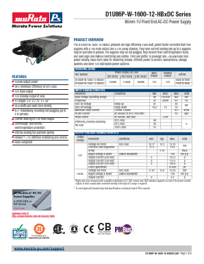 D1U86P-W-1600-12-HBXDC Datasheet PDF Murata Power Solutions