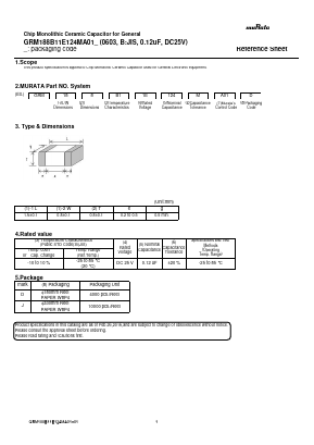 GRM188B11E124MA01 Datasheet PDF Murata Manufacturing