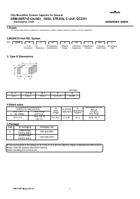 GRM188R71E124JA01D Datasheet PDF Murata Manufacturing
