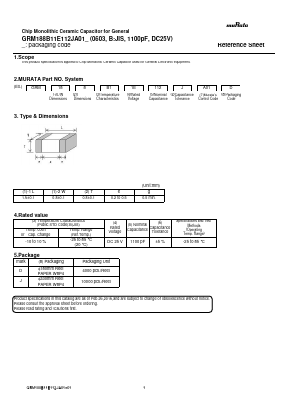 GRM188B11E112JA01D Datasheet PDF Murata Manufacturing