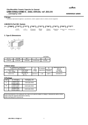 GRM155R60J105ME19J Datasheet PDF Murata Manufacturing