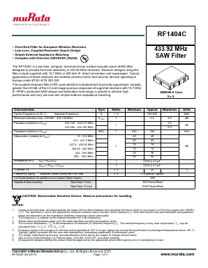 RF1404C Datasheet PDF Murata Manufacturing