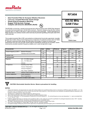 RF3404 Datasheet PDF Murata Manufacturing