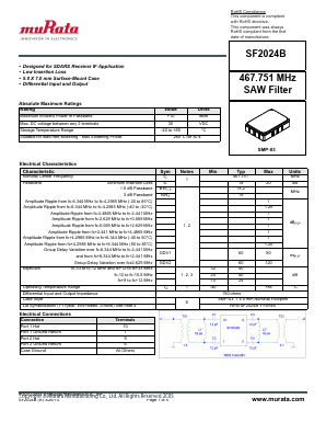 SF2024B Datasheet PDF Murata Manufacturing