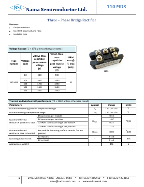 110MDS Datasheet PDF Naina Semiconductor ltd.
