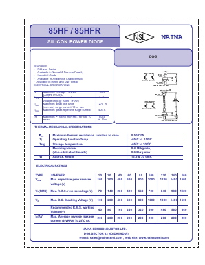 85HF10 Datasheet PDF Naina Semiconductor ltd.