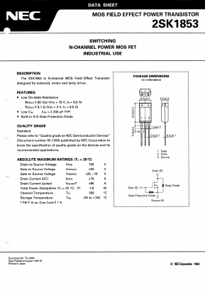 K1853 Datasheet PDF NEC => Renesas Technology