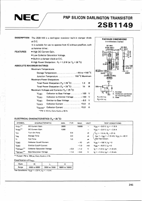 2SB1149 Datasheet PDF NEC => Renesas Technology
