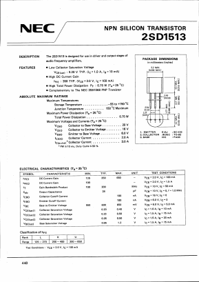 D1513 Datasheet PDF NEC => Renesas Technology