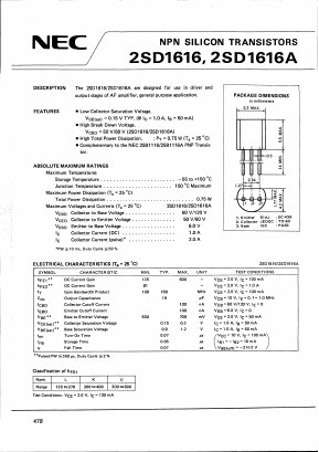 D1616 Datasheet PDF NEC => Renesas Technology