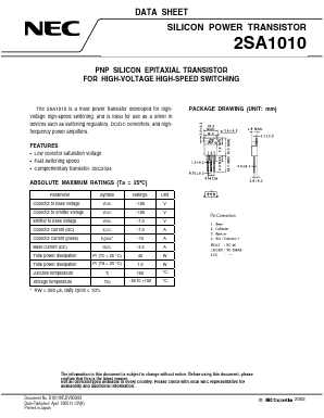 2SA1010M Datasheet PDF NEC => Renesas Technology