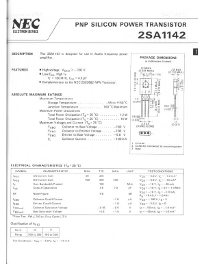 2SA1142 Datasheet PDF NEC => Renesas Technology