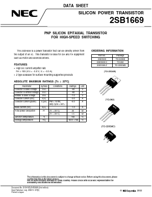 2SB1669 Datasheet PDF NEC => Renesas Technology