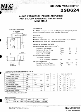 2SB624-T1B Datasheet PDF NEC => Renesas Technology