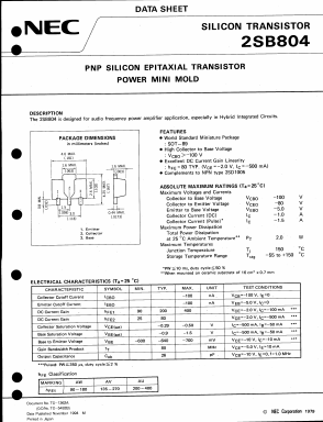 2SB804AU Datasheet PDF NEC => Renesas Technology