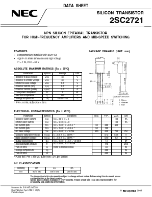 2SC2721-15 Datasheet PDF NEC => Renesas Technology