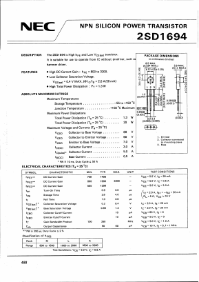 D1694K Datasheet PDF NEC => Renesas Technology