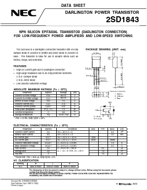 D1843 Datasheet PDF NEC => Renesas Technology