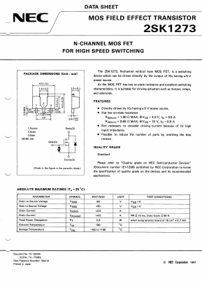 2SK1273-T1 Datasheet PDF NEC => Renesas Technology