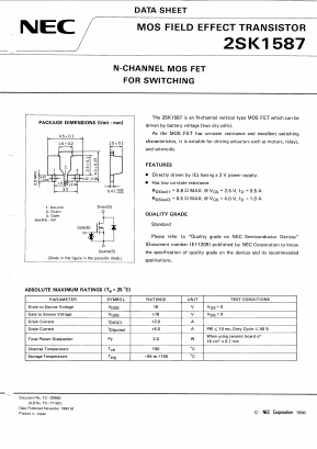 2SK1587-T2 Datasheet PDF NEC => Renesas Technology