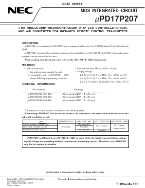 UPD17P207GF-003-3B9 Datasheet PDF NEC => Renesas Technology