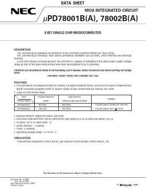 UPD78001BCWA Datasheet PDF NEC => Renesas Technology