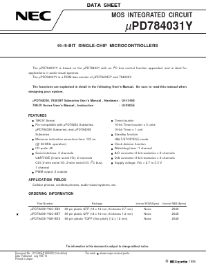 UPD784031YGC-8BT Datasheet PDF NEC => Renesas Technology