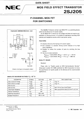 2SJ205-T1 Datasheet PDF NEC => Renesas Technology
