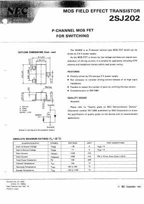 2SJ202 Datasheet PDF NEC => Renesas Technology