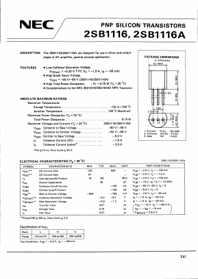 2SB1116 Datasheet PDF NEC => Renesas Technology