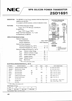 2SD1691 Datasheet PDF NEC => Renesas Technology