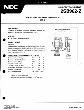 2SB962 Datasheet PDF NEC => Renesas Technology