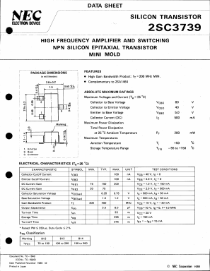 2SC3739 Datasheet PDF NEC => Renesas Technology