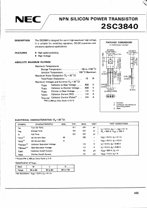 2SC3840 Datasheet PDF NEC => Renesas Technology