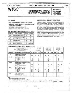 NE74020 Datasheet PDF NEC => Renesas Technology
